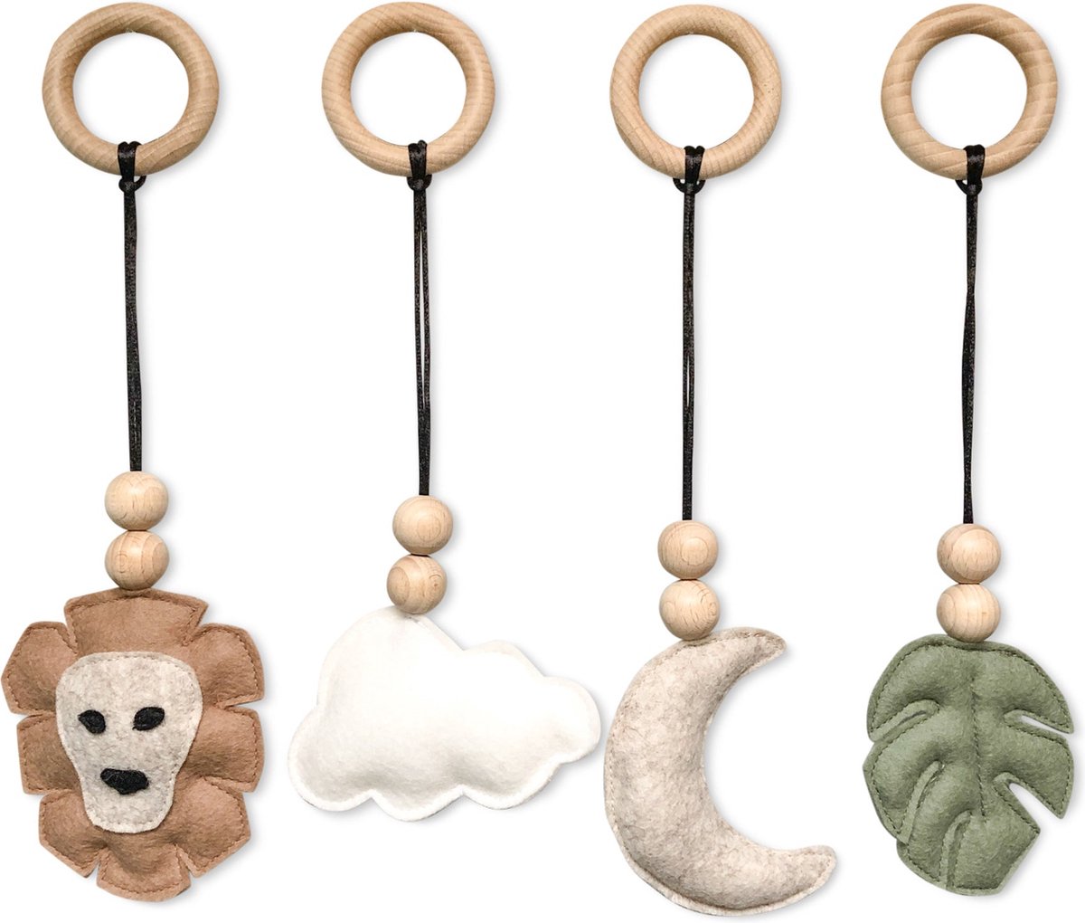 Hangers babygym jungle - vilt en houten kralen | Speeltjes playgym | toddie.nl